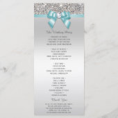 Silver Sequins Licht Blauwgroen Bow Wedding Progra Programmakaart (Achterkant)