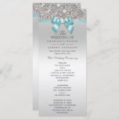Silver Sequins Licht Blauwgroen Bow Wedding Progra Programmakaart (Voorkant / Achterkant)