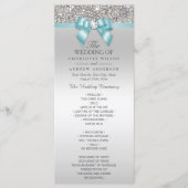 Silver Sequins Licht Blauwgroen Bow Wedding Progra Programmakaart (Voorkant)