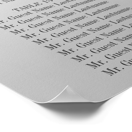 Silver Sequins Lila Bow Wedding Seding Chart Poster (Hoek)