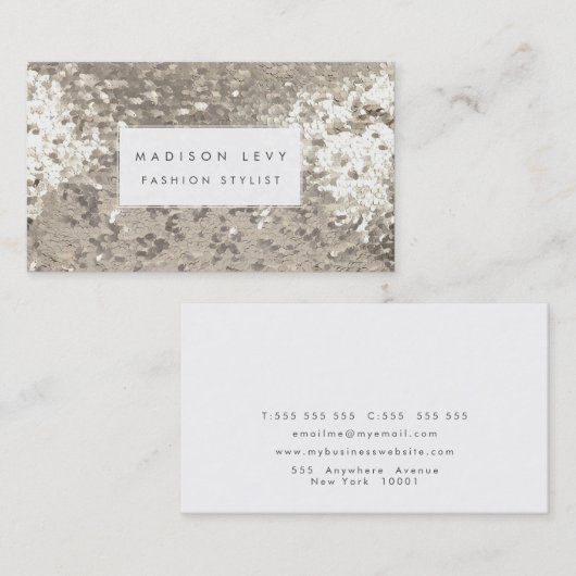 Silver Sequins Mode Stylist Visitekaartje (Voorkant / Achterkant)