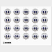 Silver Sequins Navy Bow Diamond Vrijgezellenfeest Ronde Sticker (Vel)