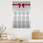 Silver Sequins Red Bow Wedding Seding Chart Poster (Keuken)