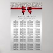 Silver Sequins Red Bow Wedding Seding Chart Poster (Voorkant)