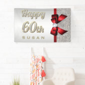 Silver Sequins Red Faux Bow 60th Birthday Spandoek (Insitu)