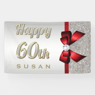 Silver Sequins Red Faux Bow 60th Birthday Spandoek