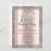 Silver Sequins Roos Gold 50e verjaardag Kaart (Voorkant)