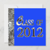 Silver Sequins Royal Blue Graduation Invitations Kaart (Voorkant)