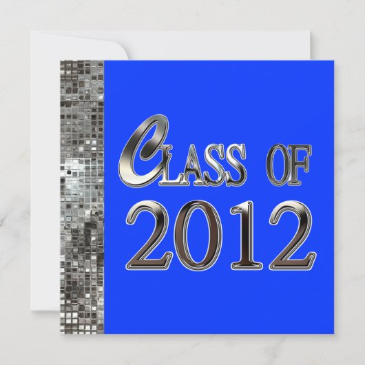 Silver Sequins Royal Blue Graduation Invitations Kaart (Voorkant)