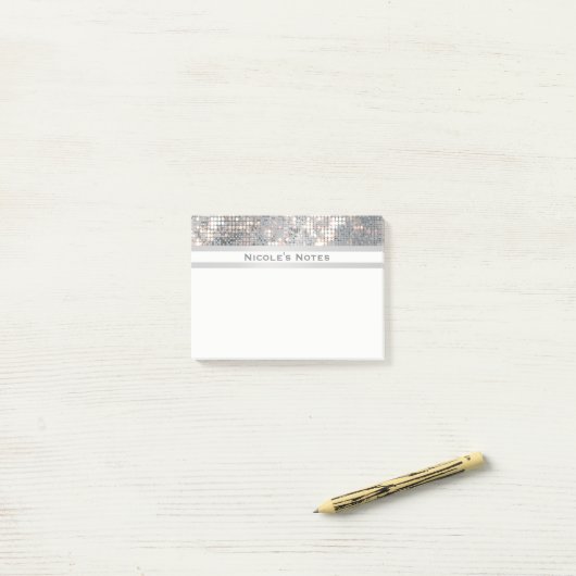 Silver Sequins Sparkle Glam Trendy Personalized Post-it® Notes (Op bureau)