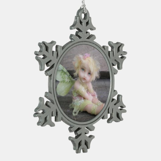 Silver Shabby Fairy Tin Sneeuwvlok Ornament (Links)