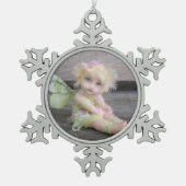 Silver Shabby Fairy Tin Sneeuwvlok Ornament (Voorkant)