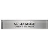 Silver Shades & Black Text Desk Name Bord Naambordje (Voorkant)