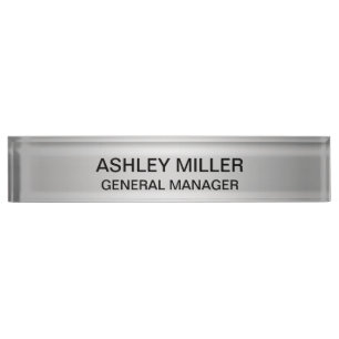 Silver Shades & Black Text Desk Name Bord Naambordje