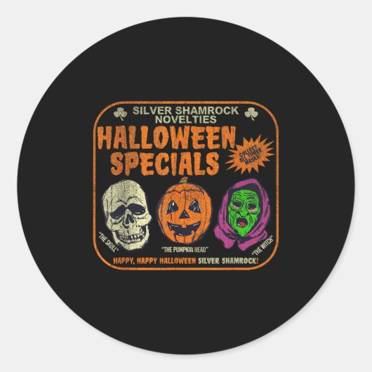 Silver Shamrock Novelties Halloween Specials Ronde Sticker (Voorkant)