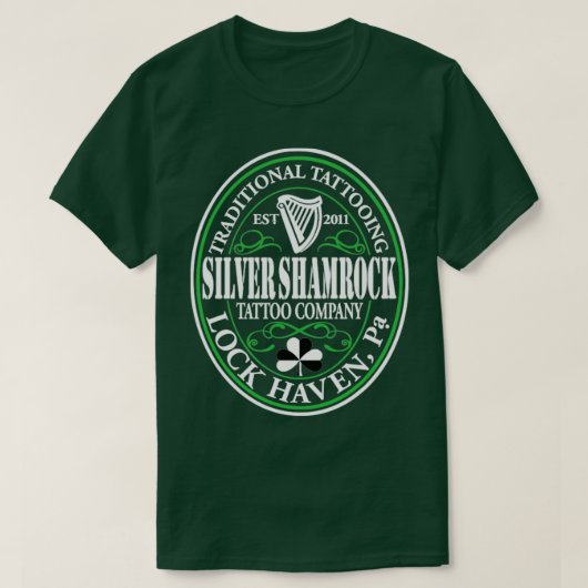 Silver Shamrock Tattoo Company Irish Stout Logo T-shirt (Design voorkant)