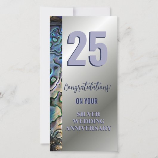 SILVER SHEEN & PAUA TRIM 25th Jubileum Kaart (Voorkant)