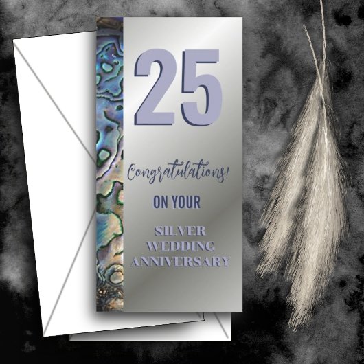 SILVER SHEEN & PAUA TRIM 25th Jubileum Kaart