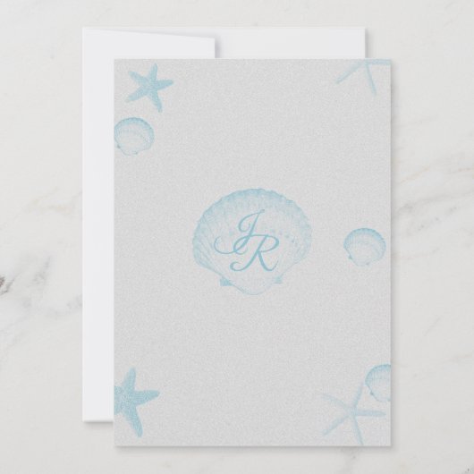 Silver Shells Ocean Side Wedding Kaart (Achterkant)