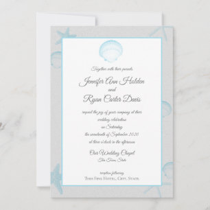 Silver Shells Ocean Side Wedding Kaart