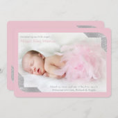 Silver Shimmer Corners Foto Pk Birth Announding Aankondiging (Voorkant / Achterkant)