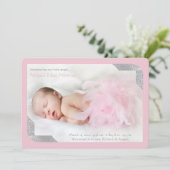 Silver Shimmer Corners Foto Pk Birth Announding Aankondiging (Staand voorkant)