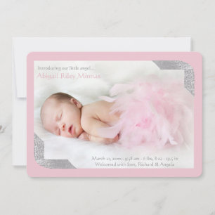 Silver Shimmer Corners Foto Pk Birth Announding Aankondiging