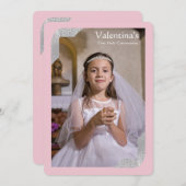 Silver Shimmer Corners Foto Pk First Communie Kaart (Voorkant / Achterkant)