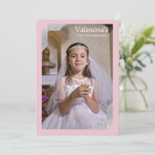 Silver Shimmer Corners Foto Pk First Communie Kaart (Staand voorkant)