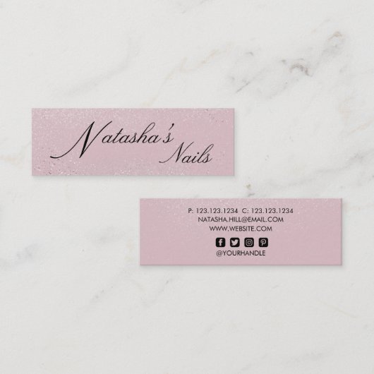 Silver Shimmer Dust and Roze Visitekaartje (Voorkant / Achterkant)