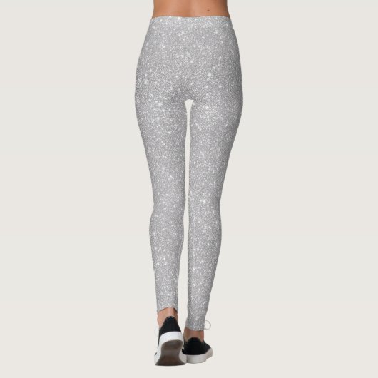 Silver Shimmer Dust Pattern – Elegant Metallic  Leggings (Achterkant)