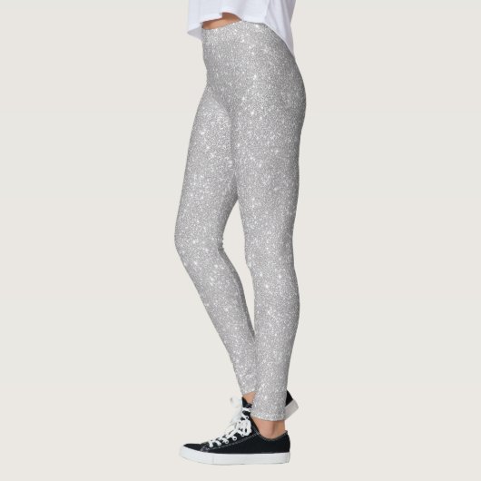Silver Shimmer Dust Pattern – Elegant Metallic  Leggings (Links)