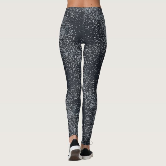 Silver Shimmer Dust Pattern – Elegant Metallic  Leggings (Achterkant)