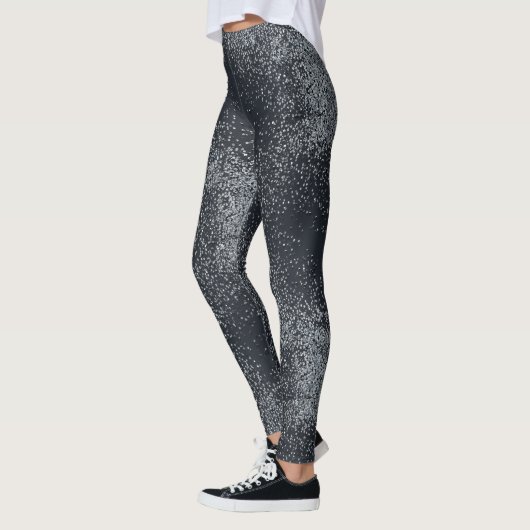 Silver Shimmer Dust Pattern – Elegant Metallic  Leggings (Links)