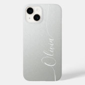 Silver Shimmer Elegant Calligraphy Script Name Case-Mate iPhone Case (Achterkant)