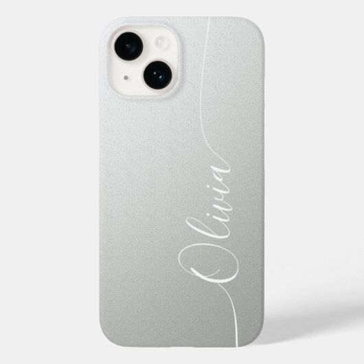 Silver Shimmer Elegant Calligraphy Script Name Case-Mate iPhone Case (Achterkant)