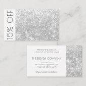 Silver Shimmer en Sparkle Discount 15%-kaart Visitekaartje (Voorkant / Achterkant)