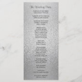 Silver Shimmer Faux Folie huwelijksprogramma Programmakaart (Achterkant)