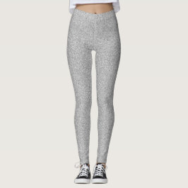 Silver Shimmer Faux Glitter Leggings