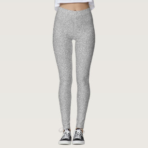 Silver Shimmer Faux Glitter Leggings