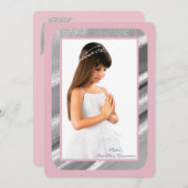 Silver Shimmer Foto Pk First Communication Kaart (Voorkant / Achterkant)