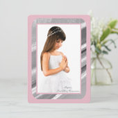 Silver Shimmer Foto Pk First Communication Kaart (Staand voorkant)