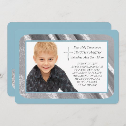 Silver Shimmer Fotocommuniqué Kaart (Voorkant / Achterkant)