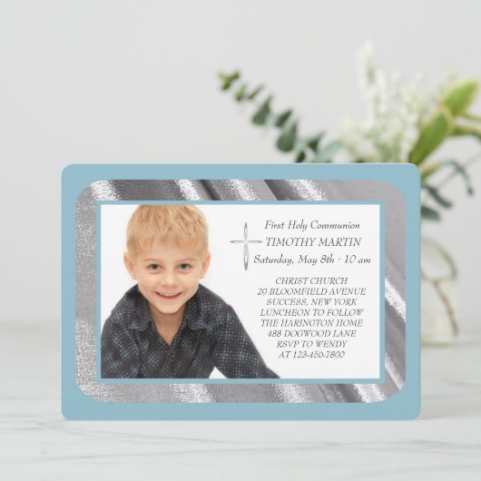 Silver Shimmer Fotocommuniqué Kaart (Staand voorkant)