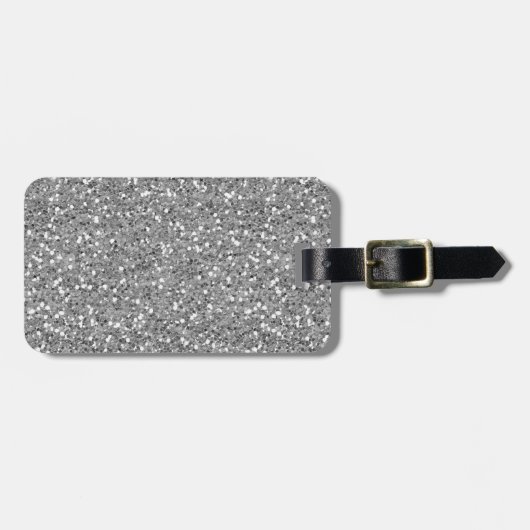 Silver Shimmer Glitter Bagagelabel (Voorkant horizontaal)