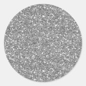 Silver Shimmer Glitter Ronde Sticker (Voorkant)