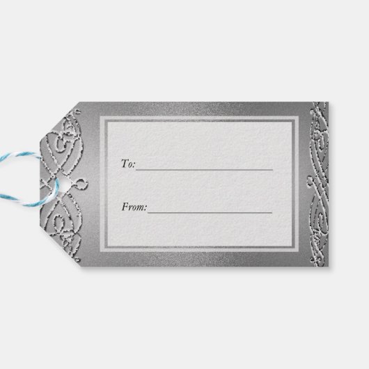 Silver Shimmer Glitter Sjabloon Achtergrond Cadeaulabel (Achterkant Horizontaal)