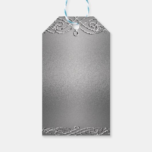 Silver Shimmer Glitter Sjabloon Achtergrond Cadeaulabel (Voorkant)