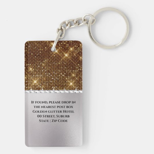 Silver shimmer gold sequin sparing DIY beide zijde Sleutelhanger (achterkant)