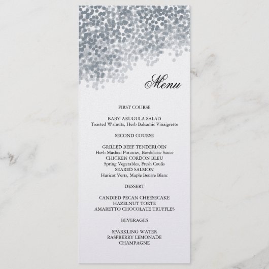 Silver Shimmer Light Shower Menu Kaart (Voorkant)